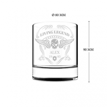 Whiskey Glas mit Gravur (Name & Datum) I originelle Geschenkidee mit rockigem Totenkopf Design - ausgefallene Geschenke I Personalisiertes Whiskyglas als Geschenk für Männer & Motorradfahrer - 5