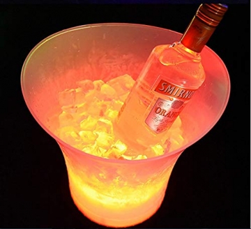 ECOJAS LED Eiskübel Farbwechsel Kühler Eimer RGB Champagner Kühler Runde Flaschenkühler Glühende Weinkühler Eisbehälter Bar Getränkekühler Bier Eimer Sektkühler LED Für KTV,Party,Hause(5 L) (5L) - 2