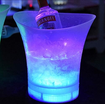 ECOJAS LED Eiskübel Farbwechsel Kühler Eimer RGB Champagner Kühler Runde Flaschenkühler Glühende Weinkühler Eisbehälter Bar Getränkekühler Bier Eimer Sektkühler LED Für KTV,Party,Hause(5 L) (5L) - 7