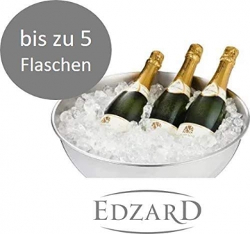 EDZARD Champagner Kühler Cara (Ø 40 cm, groß) aus Edelstahl - Flaschenkühler, Sektkühler - Getränkekühler für 6 Flaschen - Schale für Wein, Sekt & Eiswürfel - Weinkühler - 3