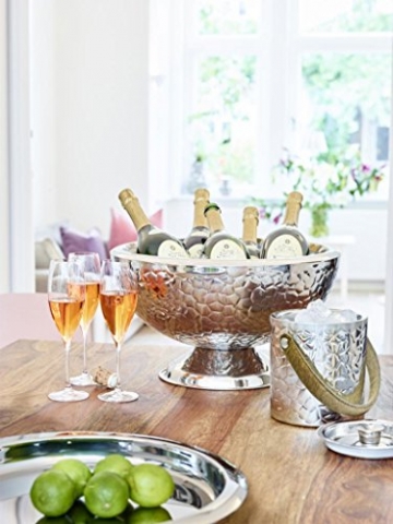 EDZARD Sektkühler Capri (Ø 43 cm, groß) aus Edelstahl - Flaschenkühler, Champagner Kühler - Getränkekühler für 6 Flaschen - Schale für Wein, Sekt & Eiswürfel - Weinkühler gemustert - 3