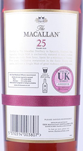 Macallan 25 Years Sherry Oak Highland Single Malt Scotch Whisky 43,0% - eine der wenigen Abfüllungen eines legendären Scotch - 6