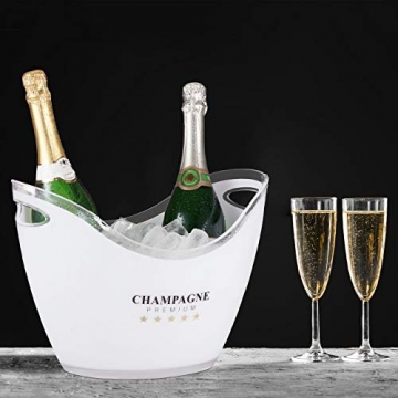 Relaxdays Sektkühler, Champagne Premium, 6l Volumen, Getränke kühlen, Champagnerkühler HxBxT: 25,5 x 34,5 x 26 cm, weiß, 10028655 - 2