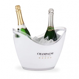 Relaxdays Sektkühler, Champagne Premium, 6l Volumen, Getränke kühlen, Champagnerkühler HxBxT: 25,5 x 34,5 x 26 cm, weiß, 10028655 - 1