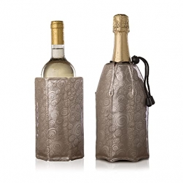 Vacu Vin 3887560 Aktiv Kühler Wein & Champagner Flaschenkühler, Silikon, Platin - 1