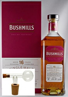 Bushmills 16 Jahre irischer Single Malt Whiskey + 1 Glasportionierer - 1