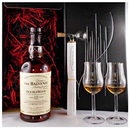 Geschenk Balvenie 12 Jahre Single Malt Whisky + Glaskugelportionierer + 2 Bugatti Gläser - 1